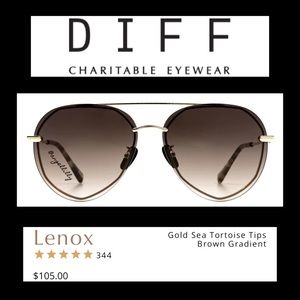 DIFF Eyewear Gold Sea Tortoise Tips Brown Gradient Sunglasses
